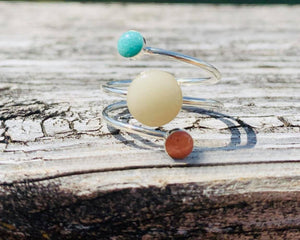 Sterling silver triple tier keepsake ring