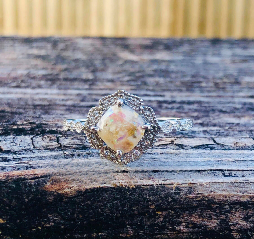 Solid Gold Art Deco Square Keepsake Ring