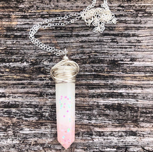 Crystal pendant keepsake necklace