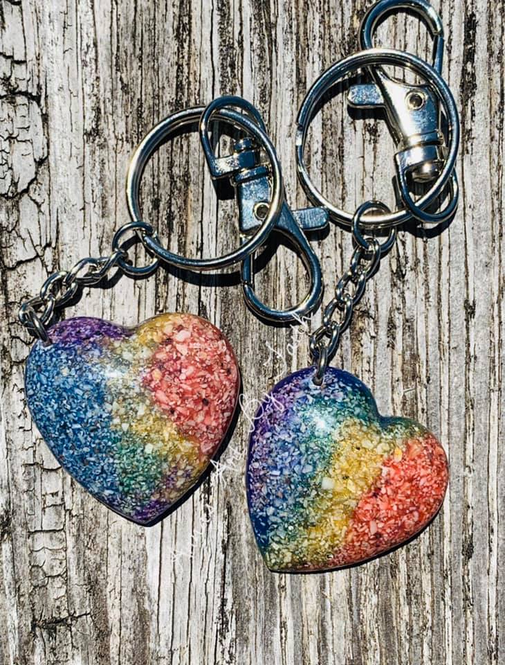 Large heart keepsake keychain